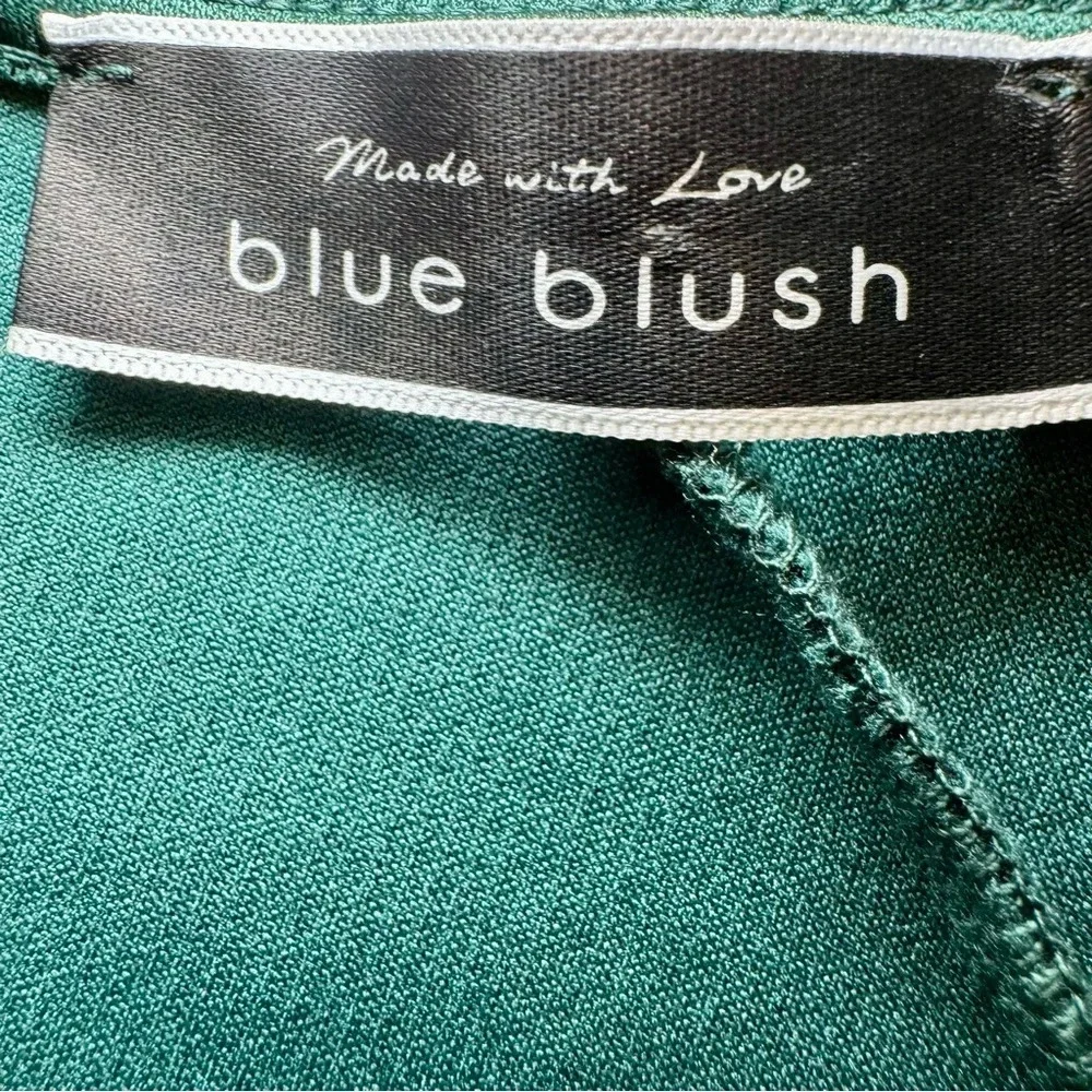 Blue Blush Dark Green Asymmetric‎ One Shoulder Mini Dress size Medium